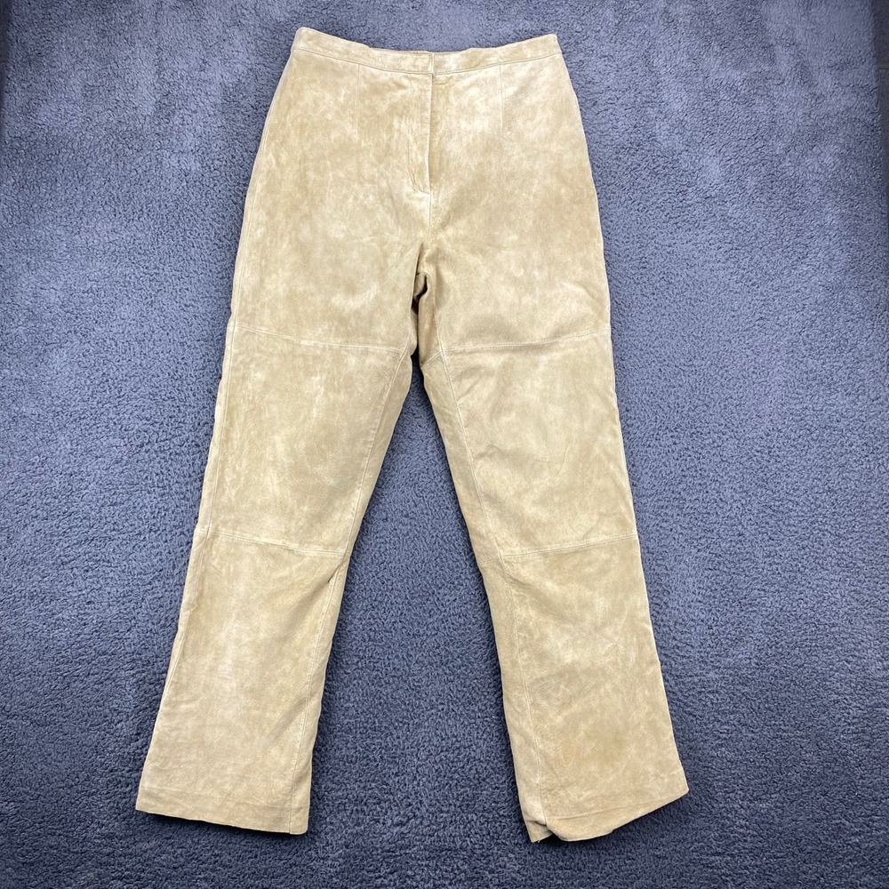Terry Lewis Classic Luxuries Genuine‎ Leather Pants Women's Size 14 Beige
